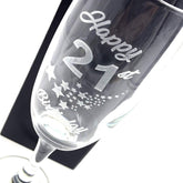 21st Birthday Stars Champagne Flute Glass Gift Boxed - ukgiftstoreonline